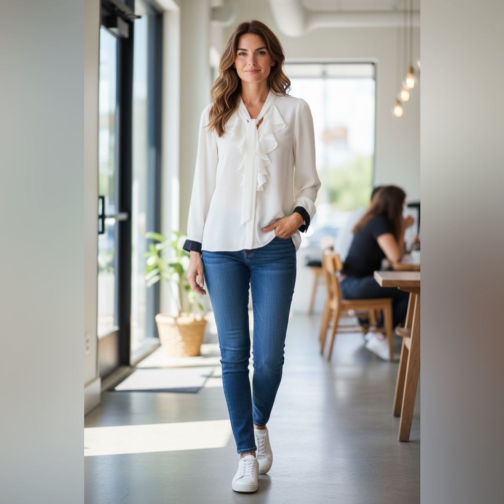 Hayden Ivory Ruffle Front Blouse